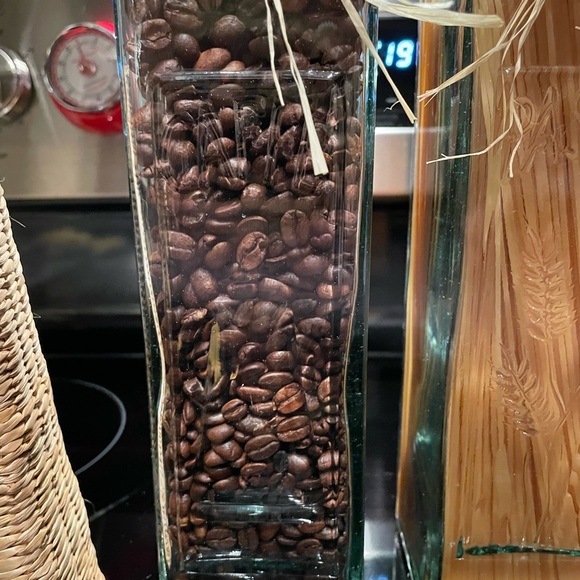 Coffee Pasta Beans thick glass canisters olive oil vintage farmhouse rustic rare - Picture 7 of 8